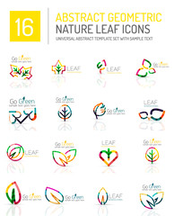 Geometric leaf icon set