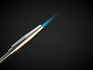 close up of metal cutting torch industry fire blue flame