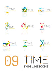 Geometric clock and time icon set