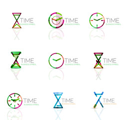 Geometric clock and time icon set