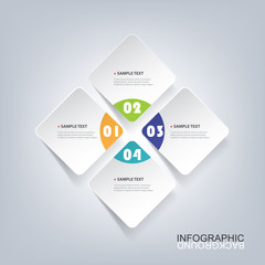 Fototapeta premium Colorful Minimal Paper Cut Infographics Design - Round Squares