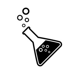 Black laboratory glass icon on white background