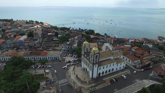 Aerial View of Igreja Nosso Senhor do Bonfim da Bahia church in Salvador Bahia Brazil