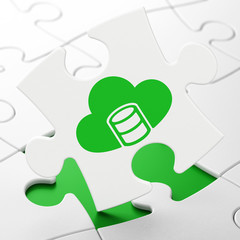 Programming concept: Database With Cloud on puzzle background