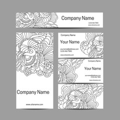 Doodl flower style business card set. Corporate identity.