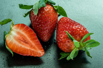 Frische Erdebeeren close-up