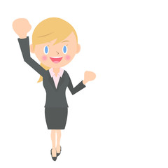 ガッツポーズをする女性会社員