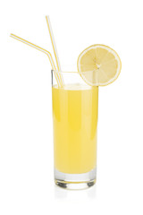 Fototapeta premium Lemon juice glass and two drinking straw