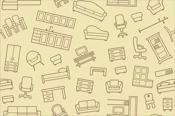 Seamless furniture background. Vector Illustration