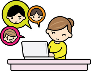 インターネットを使って男性と知り合う女性