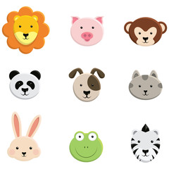 Baby Animal Faces - set isolated