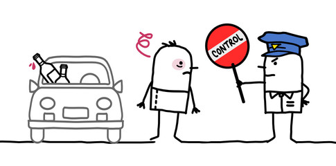 cartoon characters - police control - alcohol