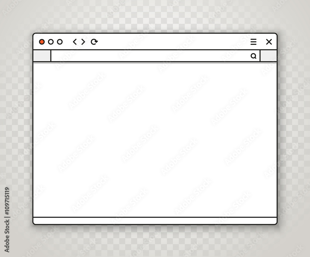 Poster Opened browser window template on transparent background. Past y