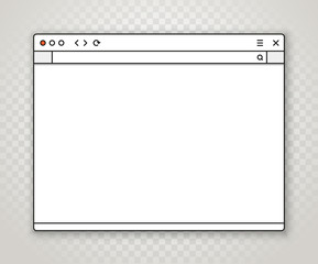 Opened browser window template on transparent background. Past y