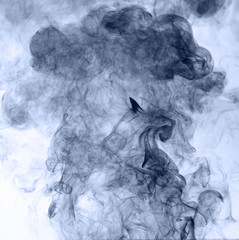 blue smoke on a white background. inversion