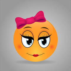 Smiling emoticon cute eyes. Happy manga face.