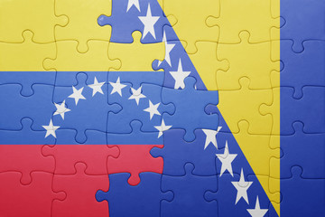 puzzle with the national flag of bosnia and herzegovina and venezuela