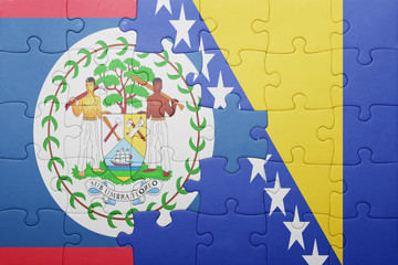 puzzle with the national flag of bosnia and herzegovina and belize