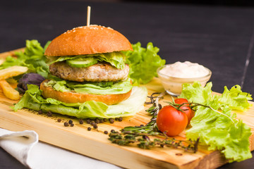 gourmet homemade burger with garnish