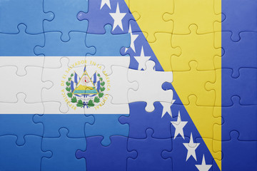 puzzle with the national flag of bosnia and herzegovina and el salvador