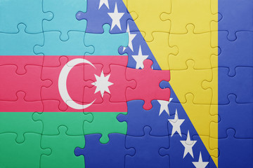 puzzle with the national flag of bosnia and herzegovina and azerbaijan
