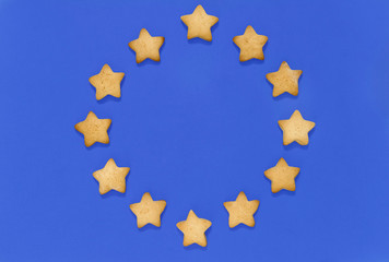 European union flag made of cookies stars