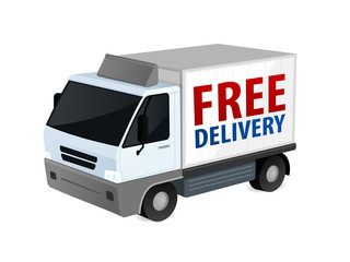 Delivery truck with free delivery text vector illustration