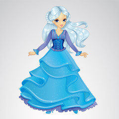 Fototapeta premium Snow Queen In Blue Dress