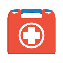 First aid kit box flat vector object