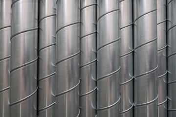 Ventilation metal pipes. Galvanized iron pipes.