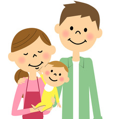 赤ちゃんを抱く若いカップル　