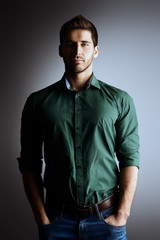 Fototapeta premium man in green shirt