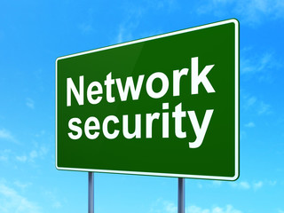 Security concept: Network Security on road sign background