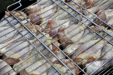 Chicken legs on grill