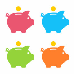 Piggy bank icon set