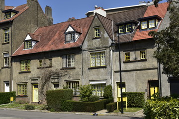 Maisons typiques à l'anglaise des années 20 à la cité Floréal de Watermael-Boitsfort au sud de Bruxelles Capitale