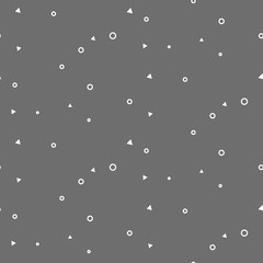 Tiny geometric signs seamless grey pattern. Inconspicuous thin circles and triangles website background monochrome pattern.