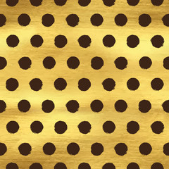 Geometric golden polka dot seamless pattern