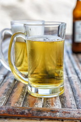 Two beers in glasses