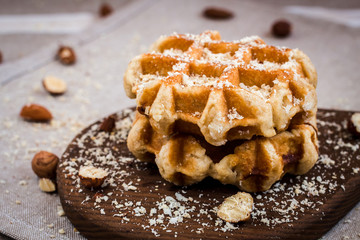 Belgian waffles with grated nuts