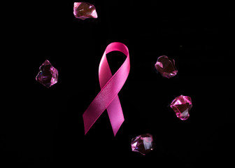 Pink ribbon breast cancer awareness. Medical concept.