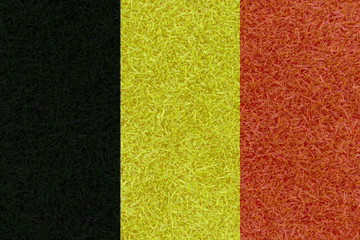 Fototapeta premium Football field textured by Belgium national flag on euro 2016