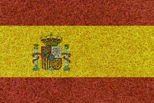 Football field textured by Spain national flag on euro 2016