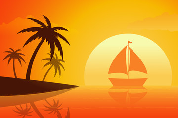 Tropical beach at sunset