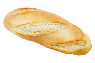 Freshly baked baguette isolated on white