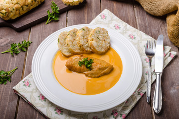 Chicken on cream with pepper season