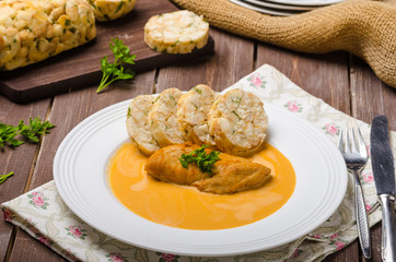Chicken on cream with pepper season