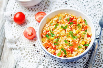 red pepper cilantro corn millet