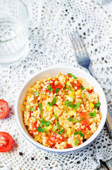 red pepper cilantro corn millet
