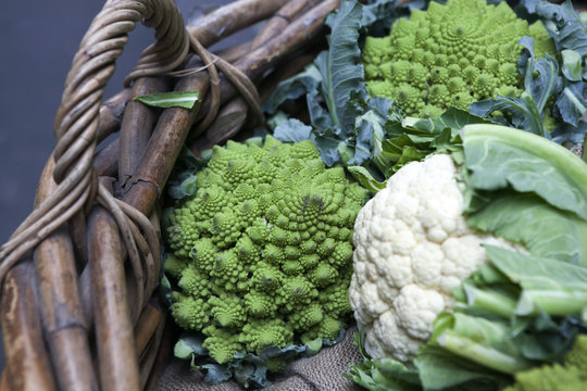 Romanesco cauliflower with its fractal shapes and Fibonacci sequ